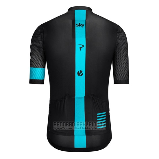 2016 Fahrradbekleidung Sky Shwarz und Blau Trikot Kurzarm und Tragerhose - zum Schließen ins Bild klicken